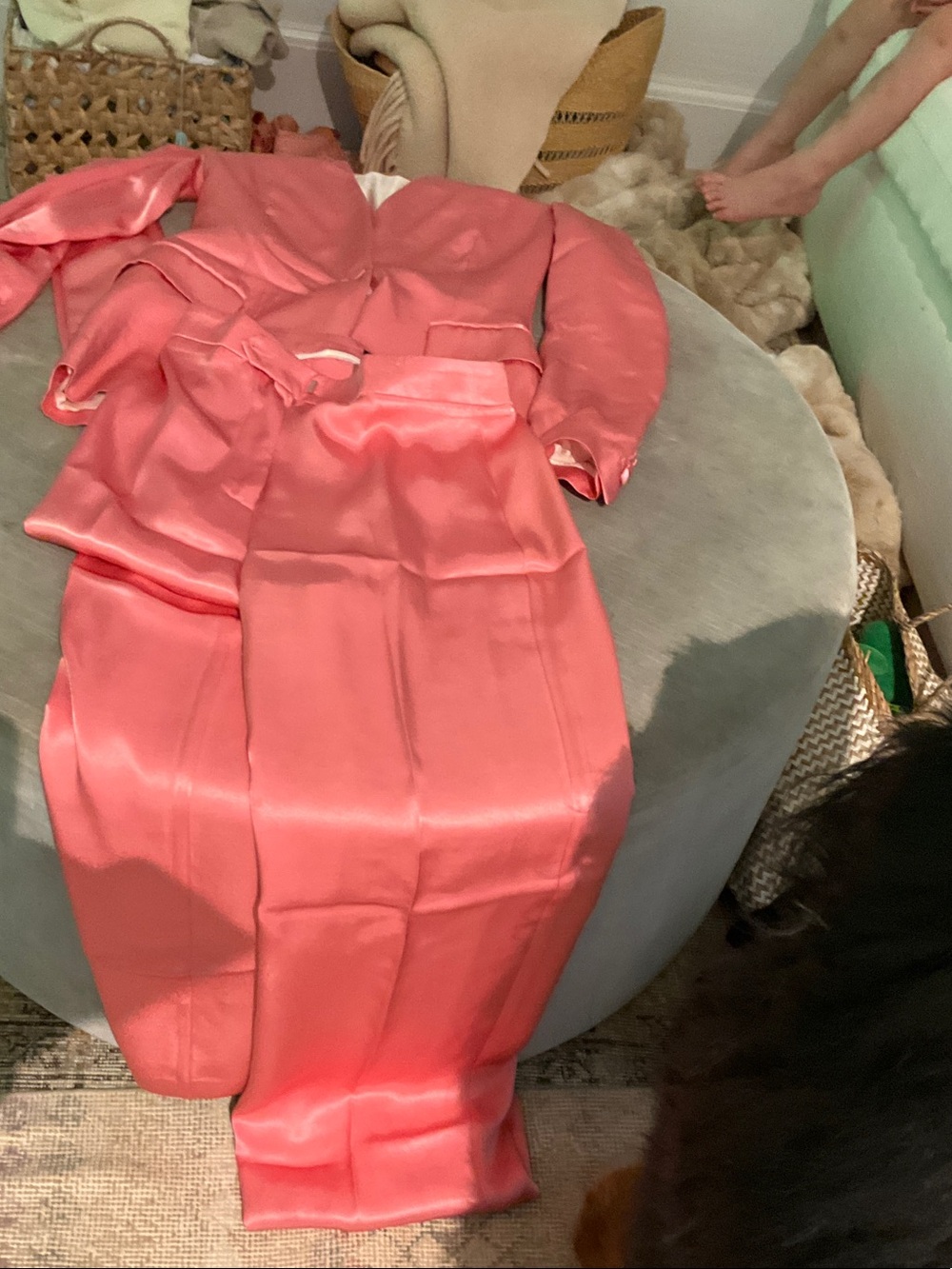 Zara Coral Pink Satin Maxi Dress Set